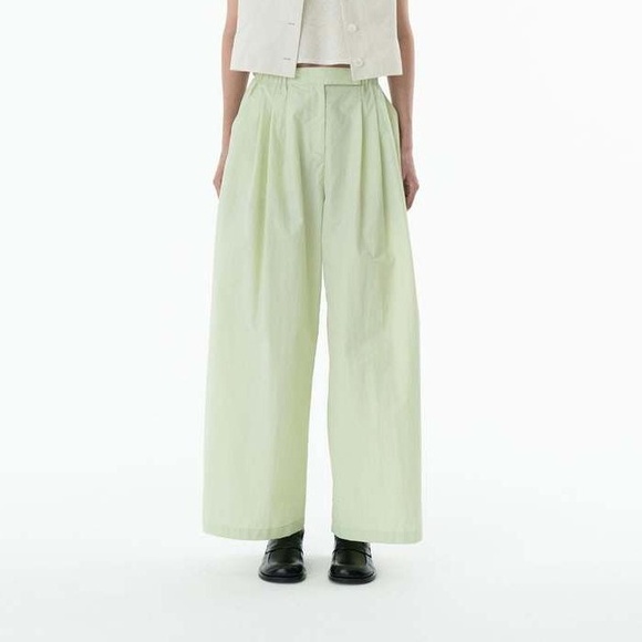 Amomento Trousers Womens 2 Lime Culottes WideLeg Elastic...